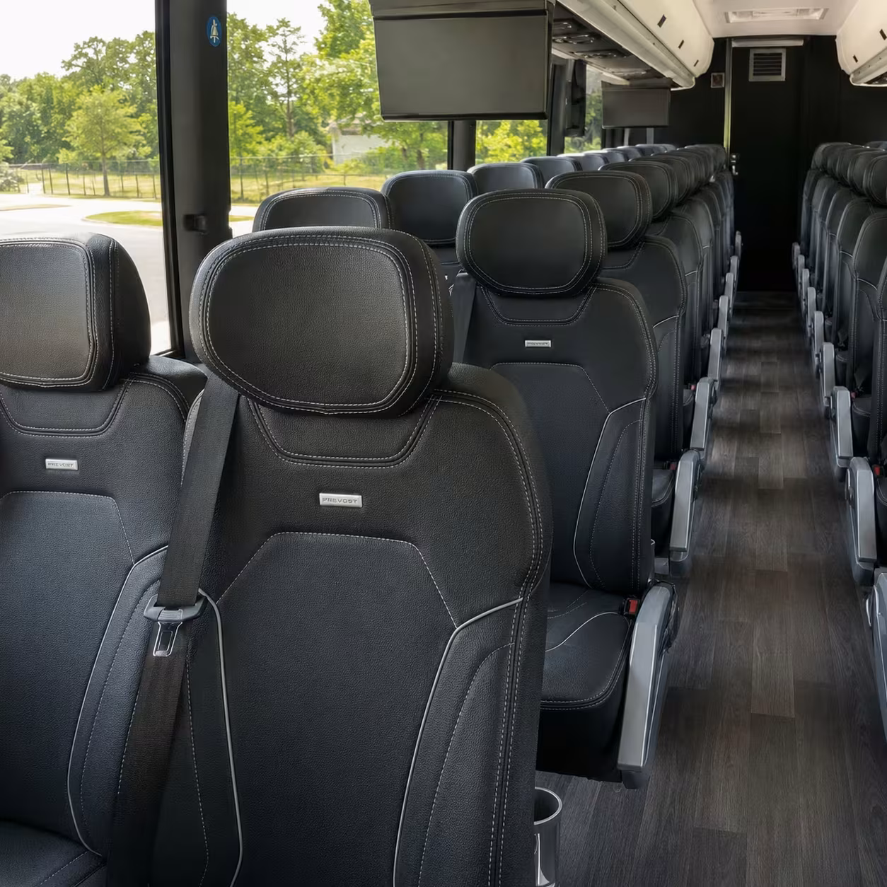 56 passenger charter bus inside
